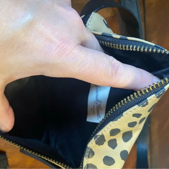 Universal Thread Beige Dalmatian Print Crossbody Belt Bag with Black Strap - Picture 2 of 5